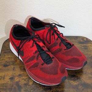 Nike Flyknit Racer Mens Red Black Athletic Running Shoes Sneakers Size 11